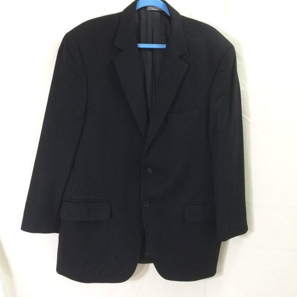Arnold Brant Blazer Black Soft Wool Blazer Suit Jacket 2 Button 44L - Picture 1 of 6